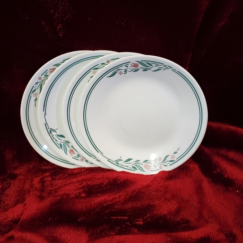 Corelle by Corning Rose Marie 6.75 inch Bread Dessert Plate 4 PC Set